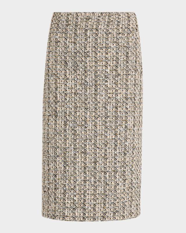 Metallic Tweed Collage Midi Skirt